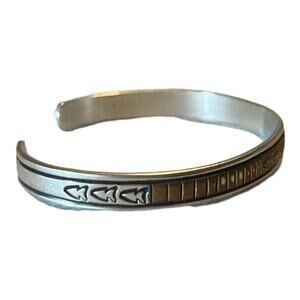 Vintage Livingston Navajo Ella Sterling Silver Gold Filled Cuff Bracelet stamped